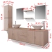 Conjunto de muebles de baño con lavabo y grifo 11 piezas beige