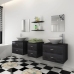 Conjunto de muebles de baño con lavabo y grifo 9 piezas negro