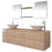 Conjunto de muebles de baño con lavabo y grifo 9 piezas beige