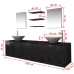 Conjunto de muebles de baño con lavabo y grifo 10 piezas negro