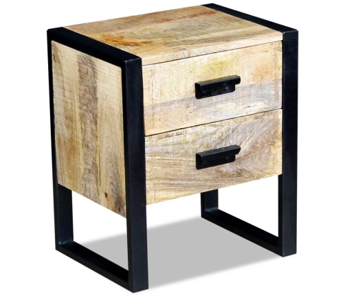 vidaXL Mesa auxiliar con 2 cajones madera maciza de mango 43x33x51 cm