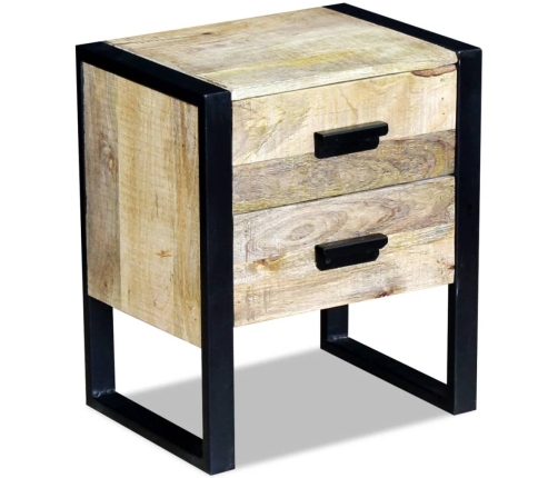 vidaXL Mesa auxiliar con 2 cajones madera maciza de mango 43x33x51 cm