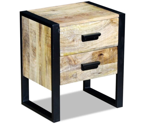 vidaXL Mesa auxiliar con 2 cajones madera maciza de mango 43x33x51 cm