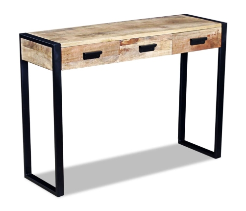 vidaXL Mesa consola con 3 cajones madera maciza de mango 110x35x78 cm