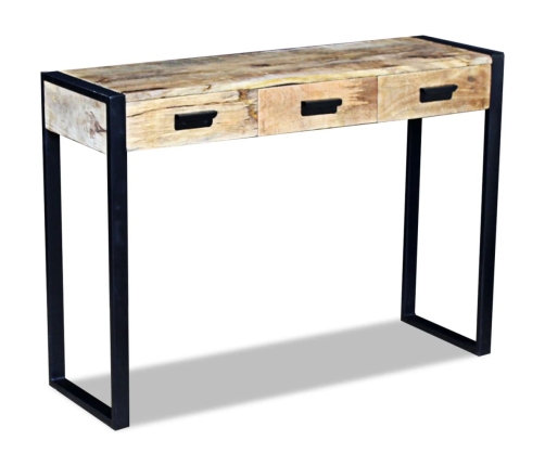 vidaXL Mesa consola con 3 cajones madera maciza de mango 110x35x78 cm