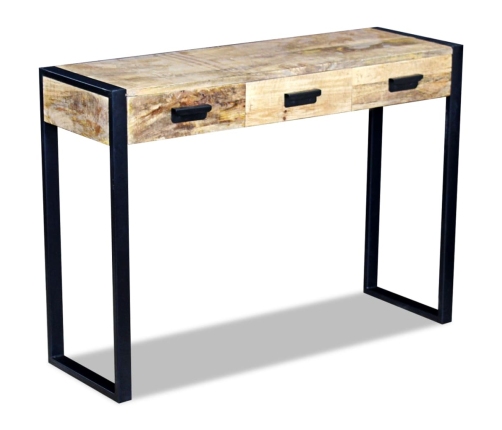 vidaXL Mesa consola con 3 cajones madera maciza de mango 110x35x78 cm