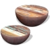 Set mesa de centro forma cuenco 2 uds madera maciza reciclada