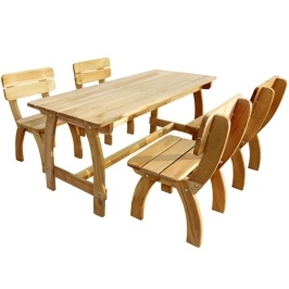 Juego de comedor de jardín 5 piezas madera de pino impregnada