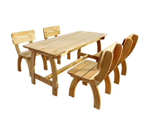 Juego de comedor de jardín 5 piezas madera de pino impregnada