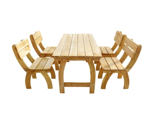 Juego de comedor de jardín 5 piezas madera de pino impregnada