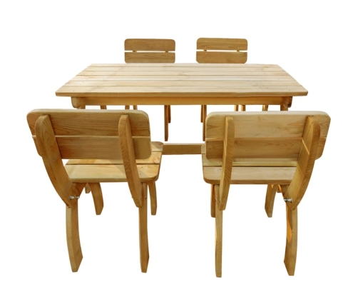 Juego de comedor de jardín 5 piezas madera de pino impregnada