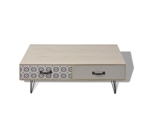 Mesa de centro beige 100x60x35 cm