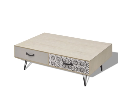 Mesa de centro beige 100x60x35 cm