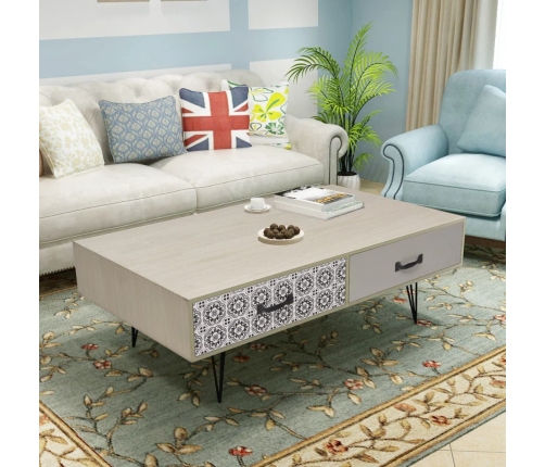 Mesa de centro beige 100x60x35 cm