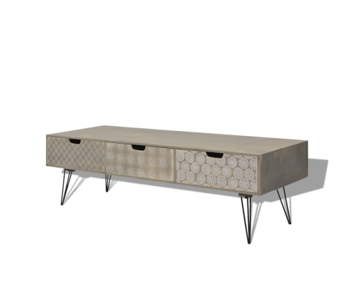 Mueble para TV con 3 cajones gris 120x40x36 cm