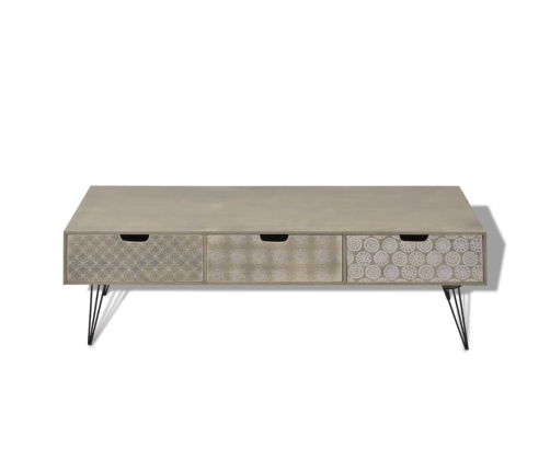 Mueble para TV con 3 cajones gris 120x40x36 cm