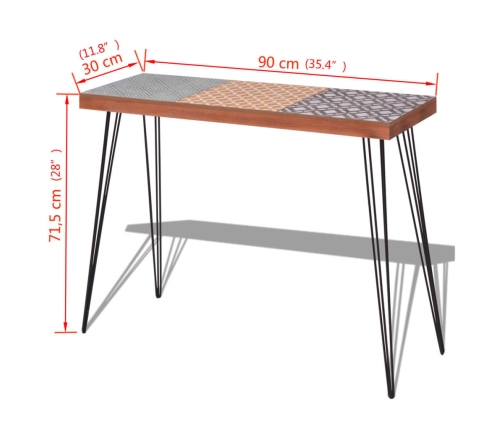 Mesa consola marrón 90x30x71,5 cm