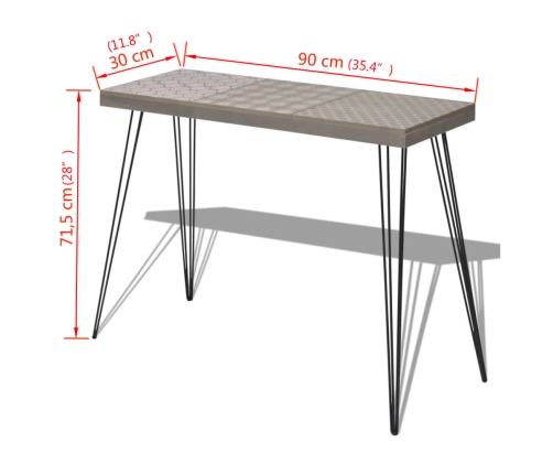 Mesa consola gris 90x30x71,5 cm