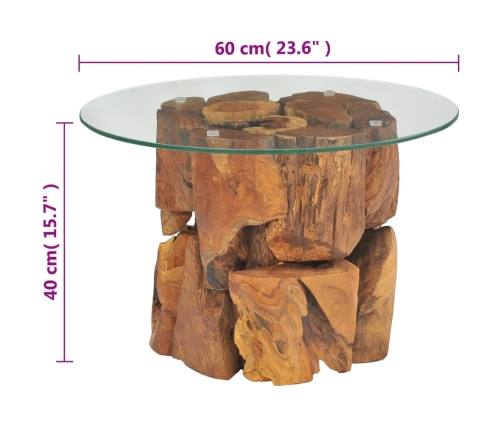 Mesa de centro de madera flotante de teca maciza 60 cm