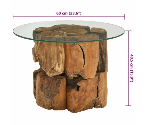 Mesa de centro de madera flotante de teca maciza 60 cm