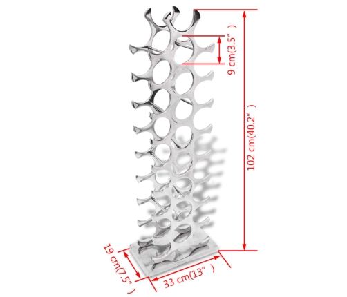 Botellero de aluminio plateado para 27 botellas