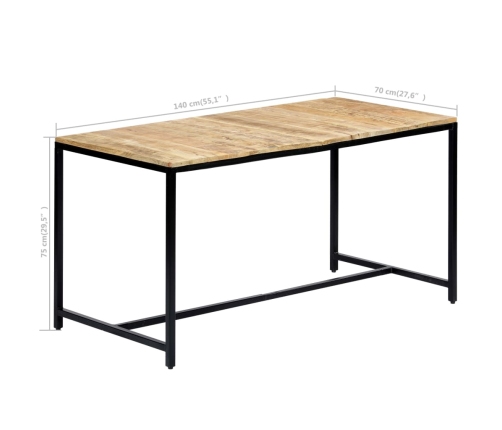 Mesa de comedor madera maciza de mango rugosa 140x70x75 cm