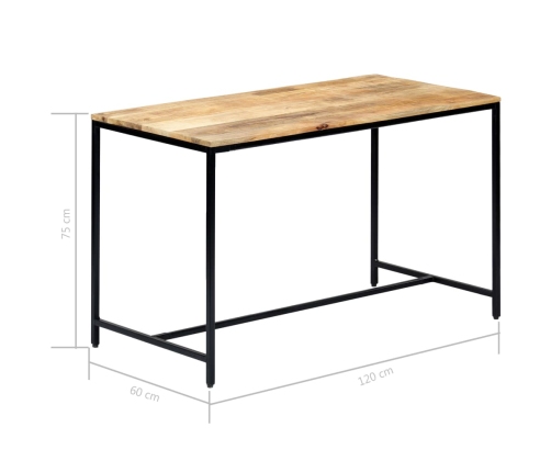 Mesa de comedor madera maciza de mango en bruto 120x60x75 cm