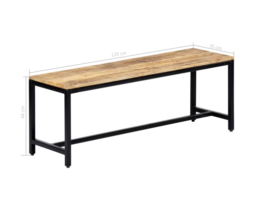 Banco de comedor madera maciza de mango en bruto 120 cm