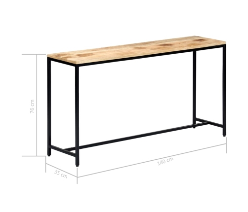 vidaXL Mesa consola de madera maciza de mango en bruto 140x35x76 cm