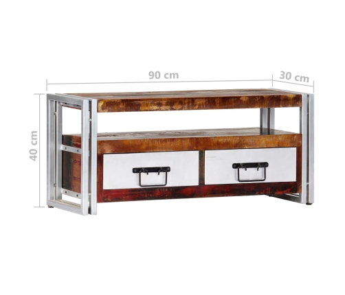 Mueble para TV de madera maciza reciclada 90x30x40 cm