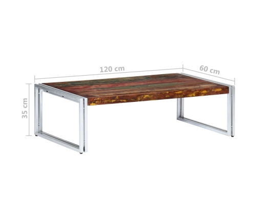 Mesa de centro de madera maciza reciclada 120x60x35 cm