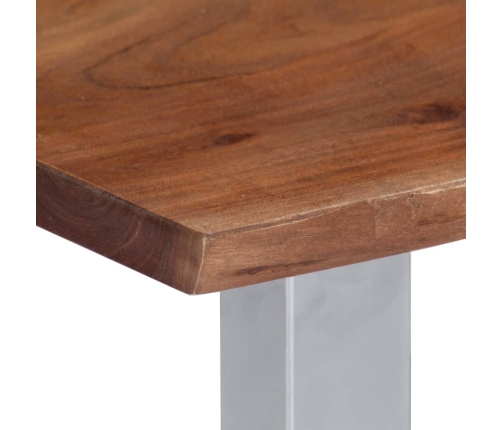 Mesa de centro borde natural madera maciza acacia 60x60x40 cm