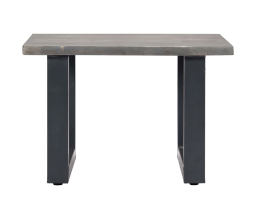 Mesa de centro con borde natural acacia maciza gris 60x60x40 cm