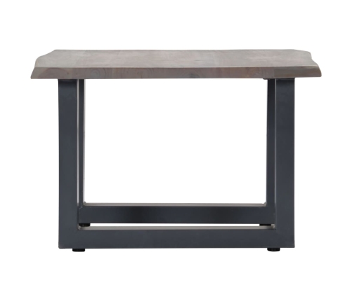 Mesa de centro con borde natural acacia maciza gris 60x60x40 cm