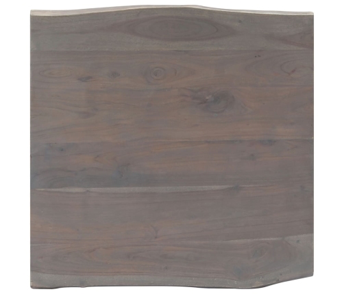 Mesa de centro con borde natural acacia maciza gris 60x60x40 cm