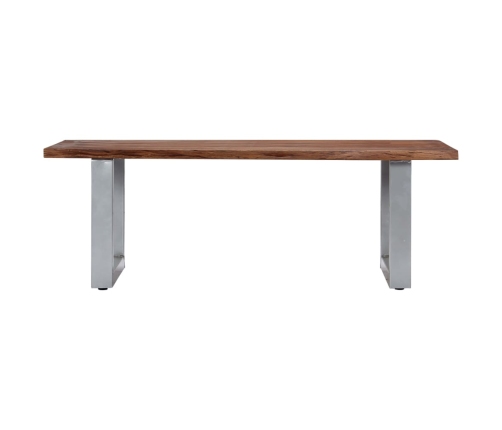 Mesa de centro borde natural madera maciza acacia 115x60x40 cm