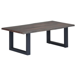 Mesa de centro borde natural acacia maciza gris 115x60x40 cm