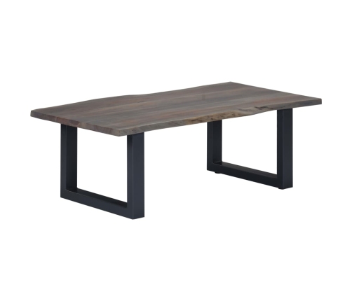 vidaXL Mesa de centro borde natural acacia maciza gris 115x60x40 cm