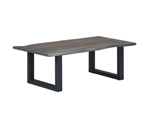 vidaXL Mesa de centro borde natural acacia maciza gris 115x60x40 cm