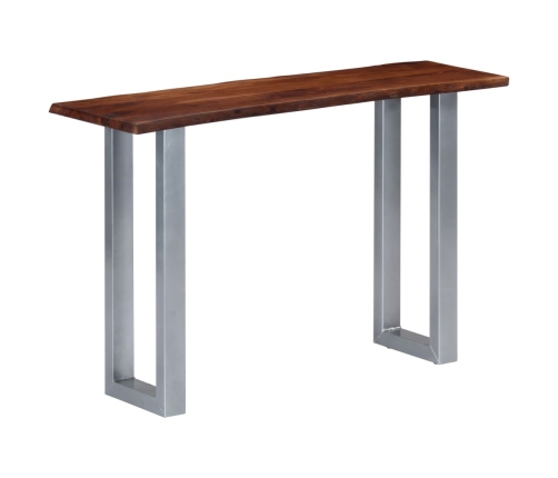 Mesa consola madera maciza de acacia y hierro 115x35x76 cm