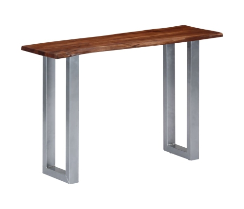 Mesa consola madera maciza de acacia y hierro 115x35x76 cm