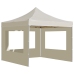 Carpa plegable profesional con paredes aluminio crema 3x3 m