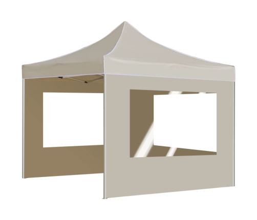 Carpa plegable profesional con paredes aluminio crema 3x3 m