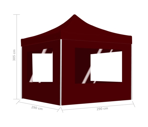 Carpa plegable profesional y paredes aluminio rojo tinto 3x3m