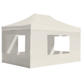 Carpa plegable profesional con paredes aluminio crema 4,5x3 m