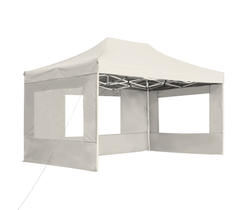 Carpa plegable profesional con paredes aluminio crema 4,5x3 m