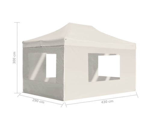 Carpa plegable profesional con paredes aluminio crema 4,5x3 m