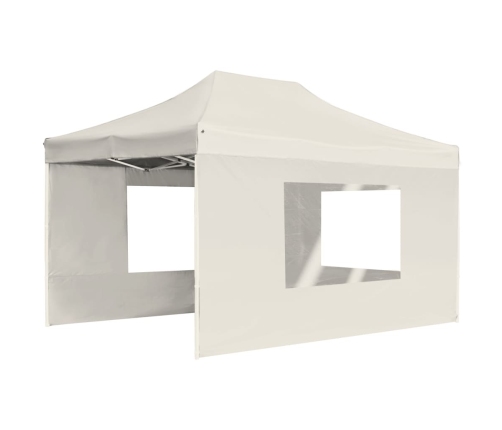 Carpa plegable profesional con paredes aluminio crema 4,5x3 m