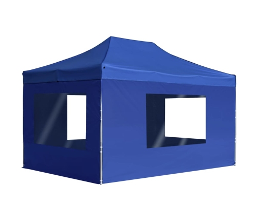 Carpa plegable profesional con paredes aluminio azul 4,5x3 m