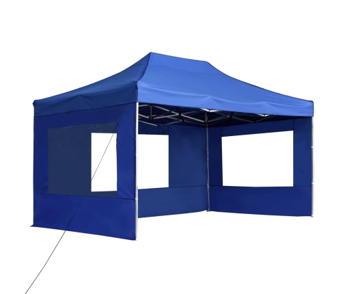 Carpa plegable profesional con paredes aluminio azul 4,5x3 m